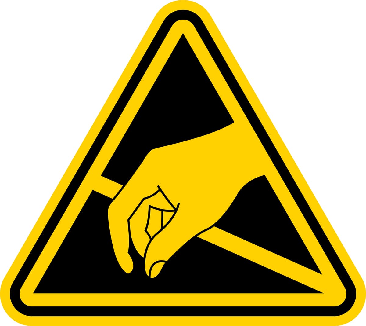 Señal de prevención ante la estática en una industria electrónica